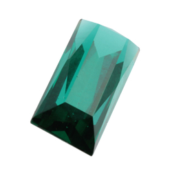 Large Czech vintage rectangle Emerald green glass rhinestone 34x12mm