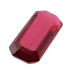 Large Czech vintage octagon rectangle siam red glass rhinestone 29x12mm