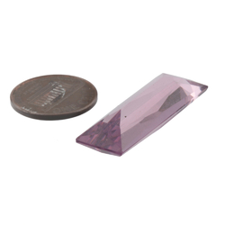 Large Czech vintage rectangle purple glass rhinestone 34x12mm