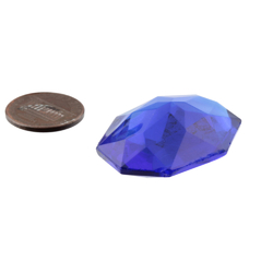 Large Czech vintage octagon sapphire blue glass rhinestone 40x30mm