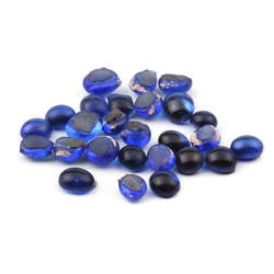 Lot (26) C19th Czech Bohemian antique sapphire blue glass cabochon drops 