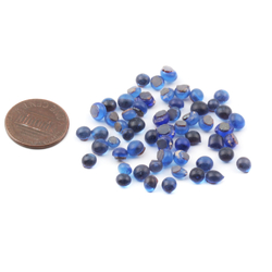 Lot (56) C19th Czech Bohemian antique sapphire blue glass cabochon drops 