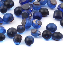 Lot (56) C19th Czech Bohemian antique sapphire blue glass cabochon drops 