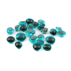 Lot (23) C19th Czech Bohemian antique turquoise glass cabochon drops 