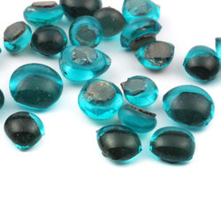 Lot (23) C19th Czech Bohemian antique turquoise glass cabochon drops 