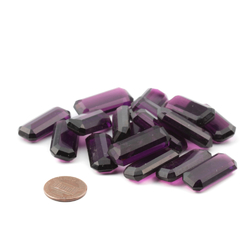 Lot (17) large Czech vintage octagon rectangle amethyst glass rhinestones 29x12mm