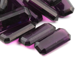 Lot (17) large Czech vintage octagon rectangle amethyst glass rhinestones 29x12mm