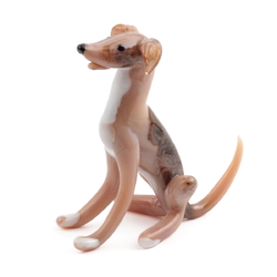 Czech handcrafted lampwork glass sitting dog figurine ornament gift