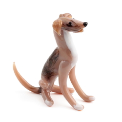 Czech handcrafted lampwork glass sitting dog figurine ornament gift