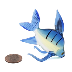 Czech lampwork glass miniature blue tropical fish figurine decoration ornament