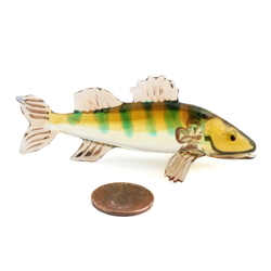 Czech lampwork glass miniature Perch fish figurine decoration ornament