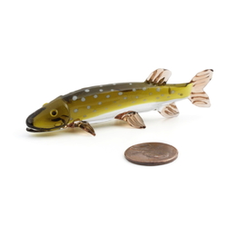 Miniature Czech lampwork glass Pike fish figurine decoration ornament