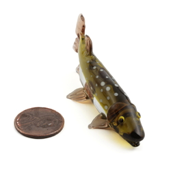 Miniature Czech lampwork glass Pike fish figurine decoration ornament