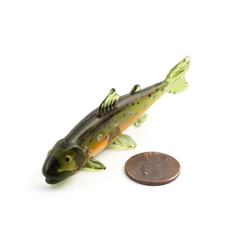 Miniature Czech lampwork glass brown trout fish figurine decoration ornament