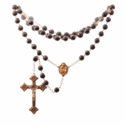 Czech 5 decade Catholic black marble glass bead rosary crucifix pendant