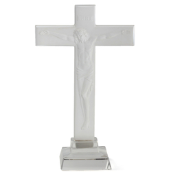 Antique Czech frost crystal glass crucifixion Curt Schlevogt Ingrid 1935