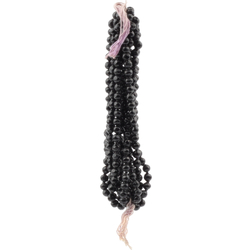 Hank (288) antique Victorian Czech blown black glass beads 6mm