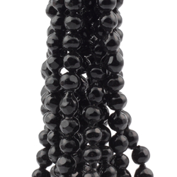 Hank (288) antique Victorian Czech blown black glass beads 6mm