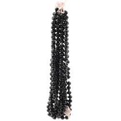 Hank (288) antique Victorian Czech hand blown black glass beads 6mm