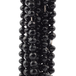 Hank (288) antique Victorian Czech hand blown black glass beads 6mm