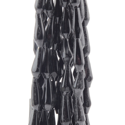 Hank (288) antique Victorian Czech hand blown black teardrop glass beads