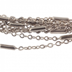 Lot (11) Vintage Art Deco German Bauhaus chrome chain necklaces galalith cream cylinder beads Jakob Bengel 