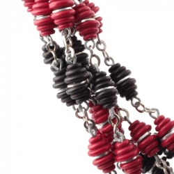 Lot (7) Vintage Art Deco German Bauhaus chrome chain necklaces galalith red black cone beads Jakob Bengel 