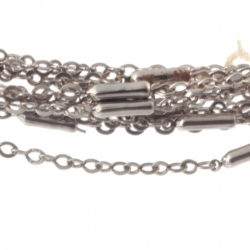 Lot (11) Vintage Art Deco German Bauhaus chrome chain necklaces galalith chocolate cone beads Jakob Bengel 