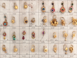 Design sample card (59) vintage brass earrings Art Deco 1920's Czechoslovakia