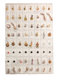 1920's Deco technical sample card (63) Czech vintage rhinestone glass bead coin earrings