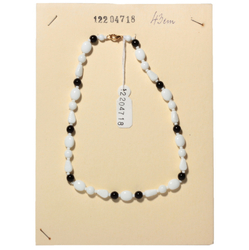 Czech vintage necklace black white glass beads