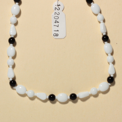 Czech vintage necklace black white glass beads