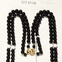 Czech vintage 2 strand necklace black white brown satin striped glass beads 
