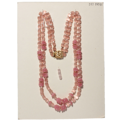 Czech vintage 2 strand necklace pink satin atlas pink opaline flower glass beads 