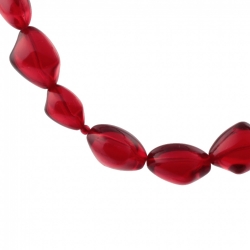 Vintage Czech necklace gradual transparent red nugget glass beads