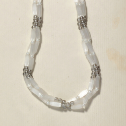Czech vintage 3 strand necklace frost satin atlas lustre glass beads 