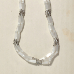 Czech vintage 3 strand necklace frost satin atlas lustre glass beads 