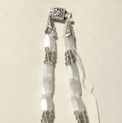 Czech vintage 3 strand necklace frost satin atlas lustre glass beads 