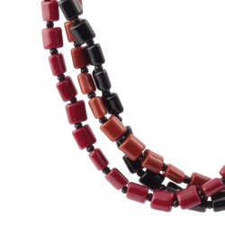 Vintage Czech 1 to 3 strand necklace black brown red glass beads