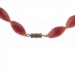 Vintage Czech necklace carnelian red opaline oval glass beads
