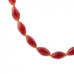 Vintage Czech necklace carnelian red opaline oval glass beads