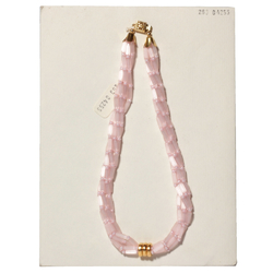 Czech vintage 5 strand necklace pink satin atlas glass beads 