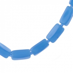Vintage Czech necklace chalcedony blue opaline rectangle glass beads