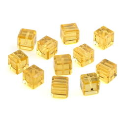 Lot (11) rare Austrian D.S antique golden yellow cube faceted glass beads 9/10mm