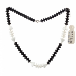 Vintage Czech choker necklace black white rondelle pyramid glass beads