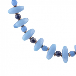 Vintage Czech necklace chalcedony blue opaline glass beads