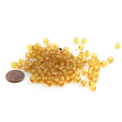 Lot (120) Austrian D.S vintage round faceted pale topaz glass beads 6mm