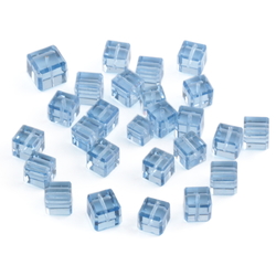 Lot (26) rare Austrian D.S antique light sapphire blue cube faceted glass beads 8-11mm