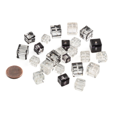Lot (24) rare Austrian D.S antique crystal and black clear bicolor cube faceted glass beads 8-13mm