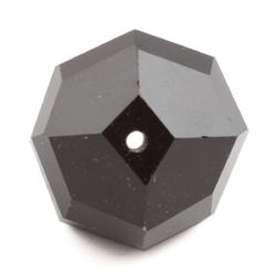 Large Austrian D.S antique hand faceted jet black glass bead 20mm